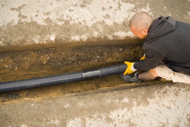 Fitting the Drain Pipes Drainage Installation