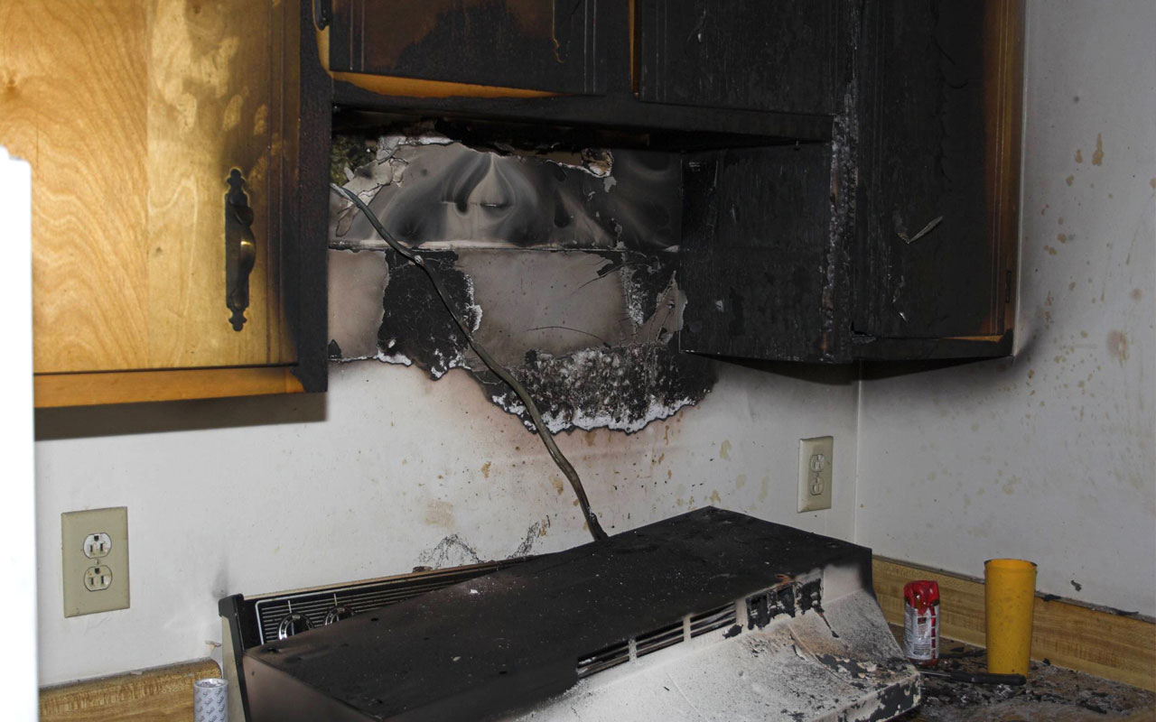 a damaged kitchen in need of restoration